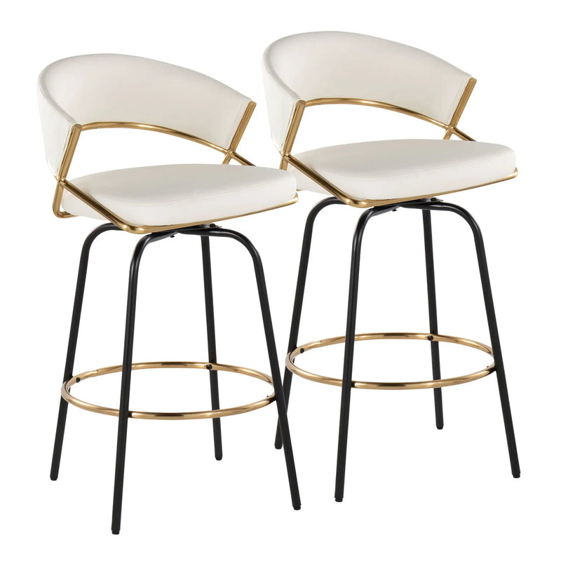 Jie - Fixed Height Contemporary Counter Stool With Swivel Round Footrest (Set of 2) by Unique Piece Furniture