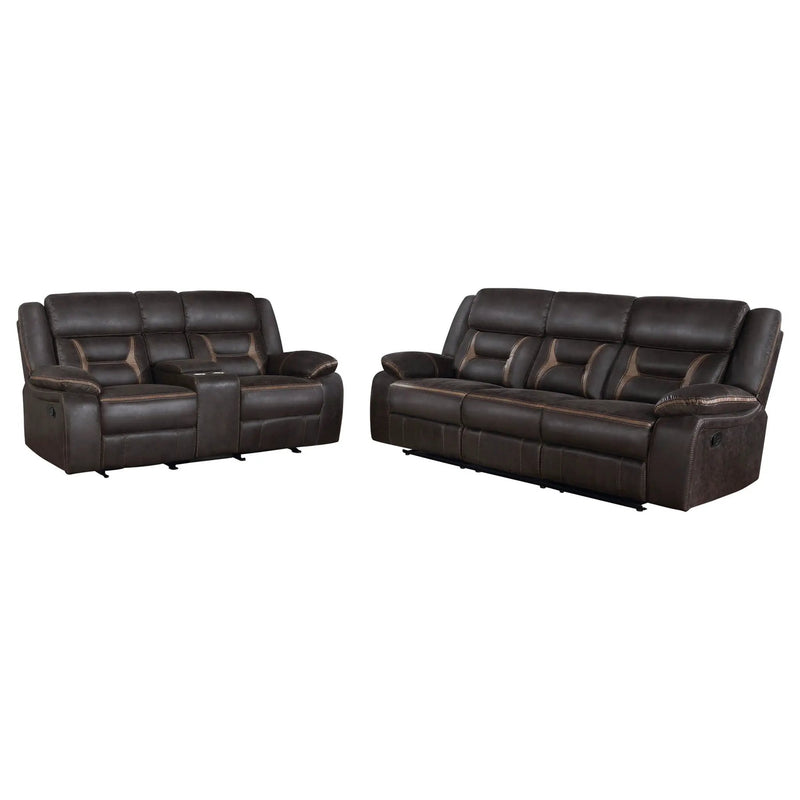 Greer 2-piece Upholstered Reclining Sofa Set Brown by Unique Piece Furniture
