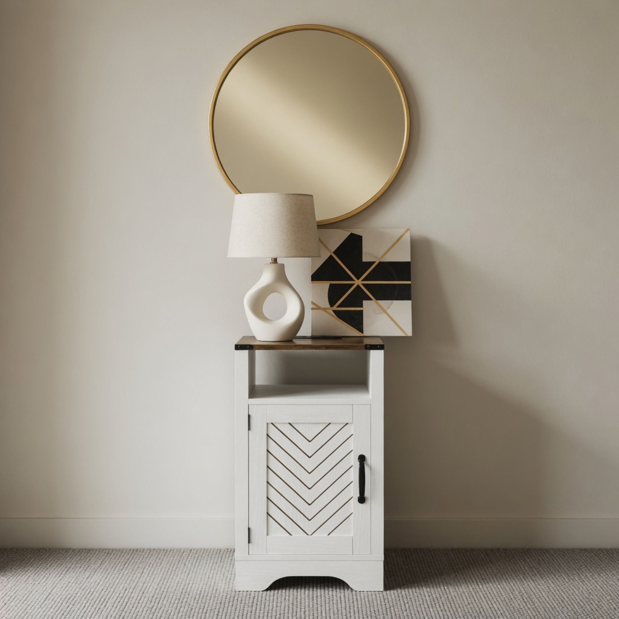 Farmhouse Nightstand With Charging Station & Storage by HouseOfZazla