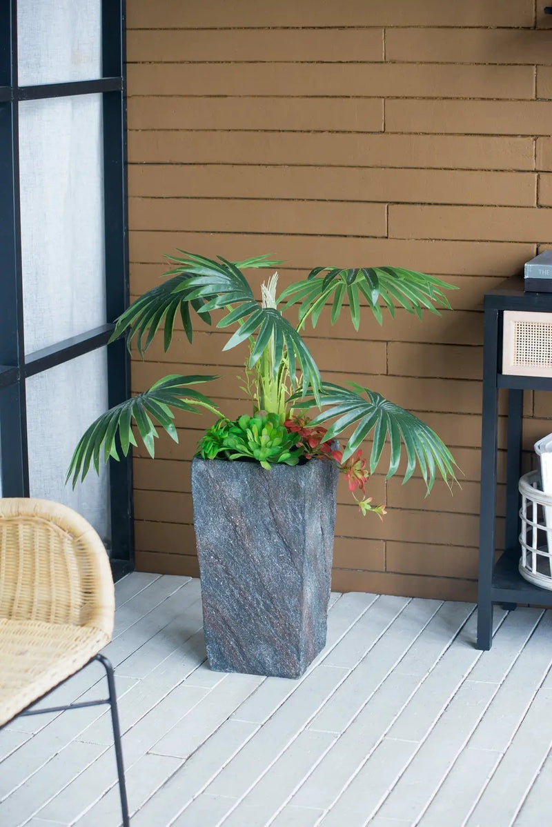 9.4x9.4x18.1" Cement Planter Large by HouseOfZazla
