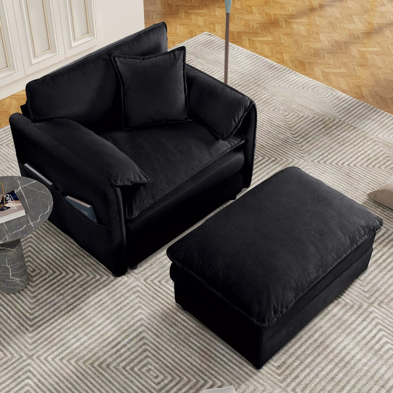 Oversized Chair With Movable Ottoman, Soft Upholstered Lounge Chair by Unique Piece Furniture