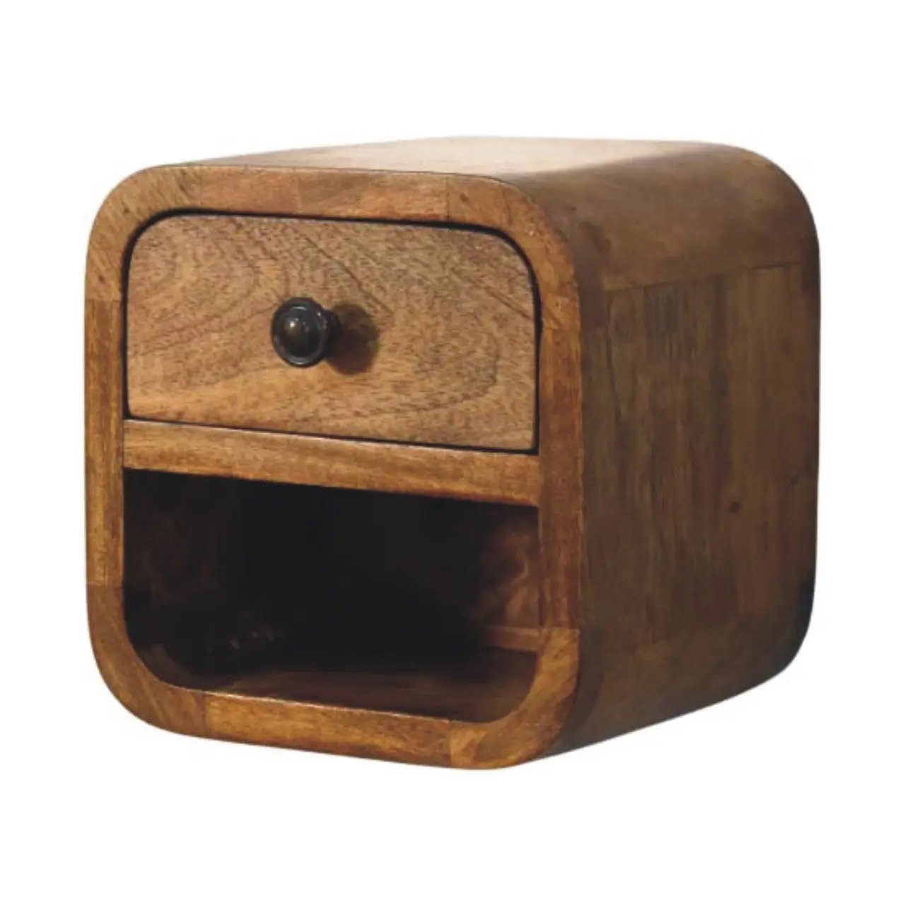 Solid Wood Curved Wall Mounted Bedside Table by HouseOfZazla