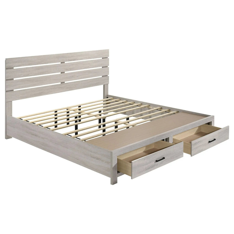 Brantford Wood Eastern King Storage Panel Bed Coastal White by Unique Piece Furniture