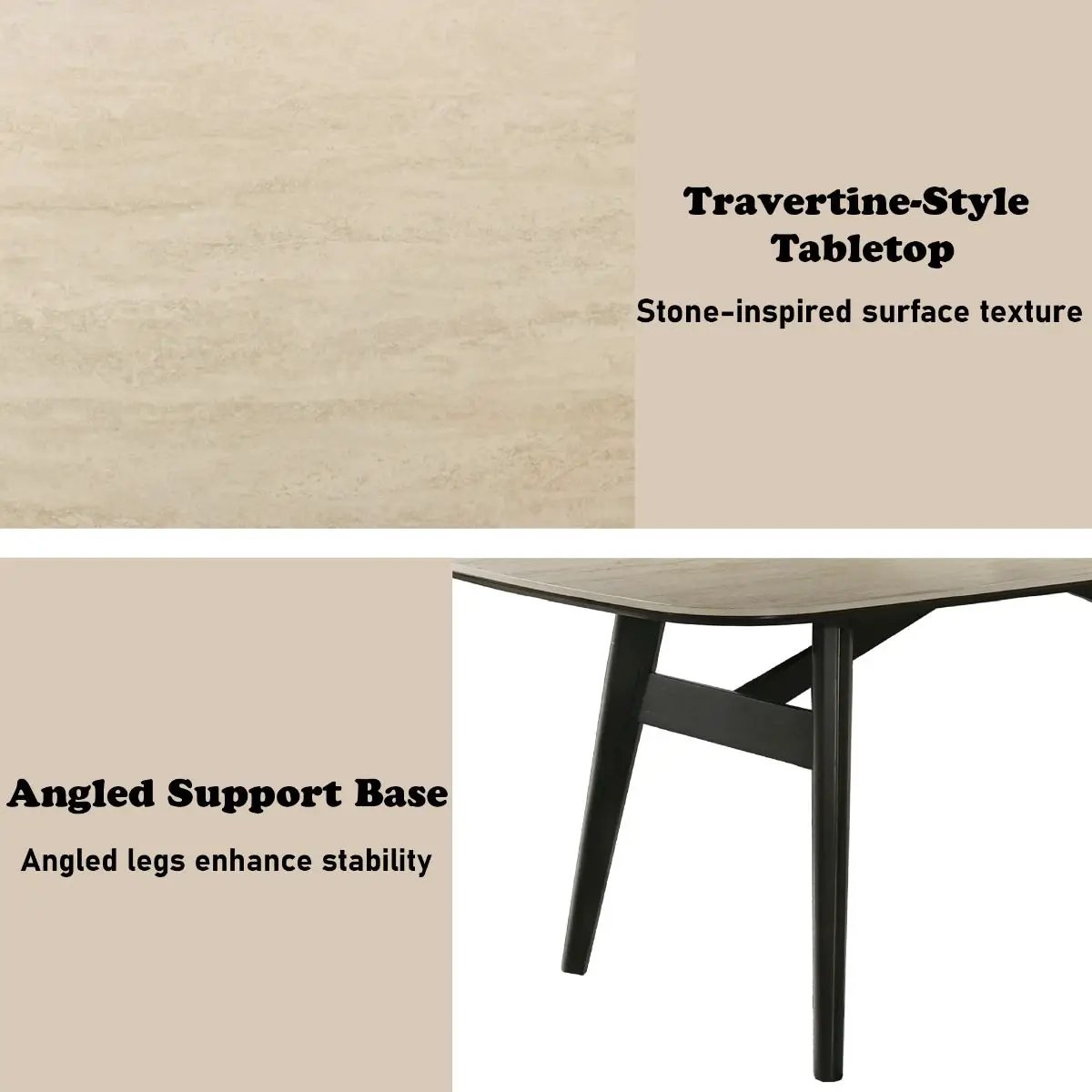 Lark - Dining Table - Travertine / Black by Unique Piece Furniture