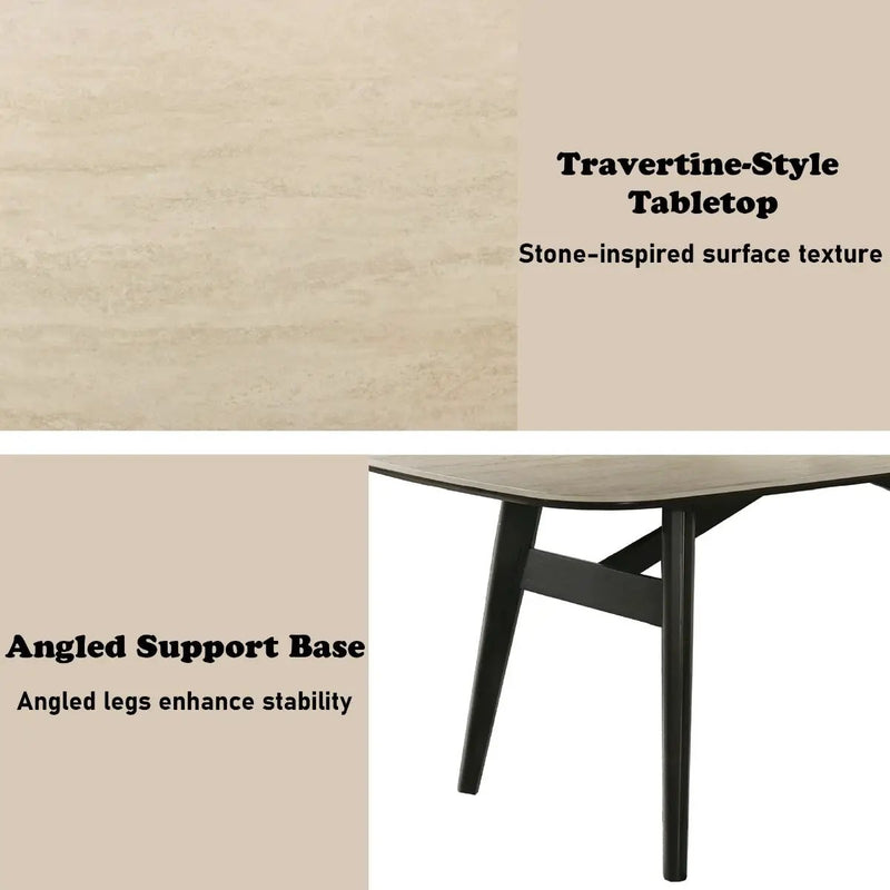 Lark - Dining Table - Travertine / Black by Unique Piece Furniture