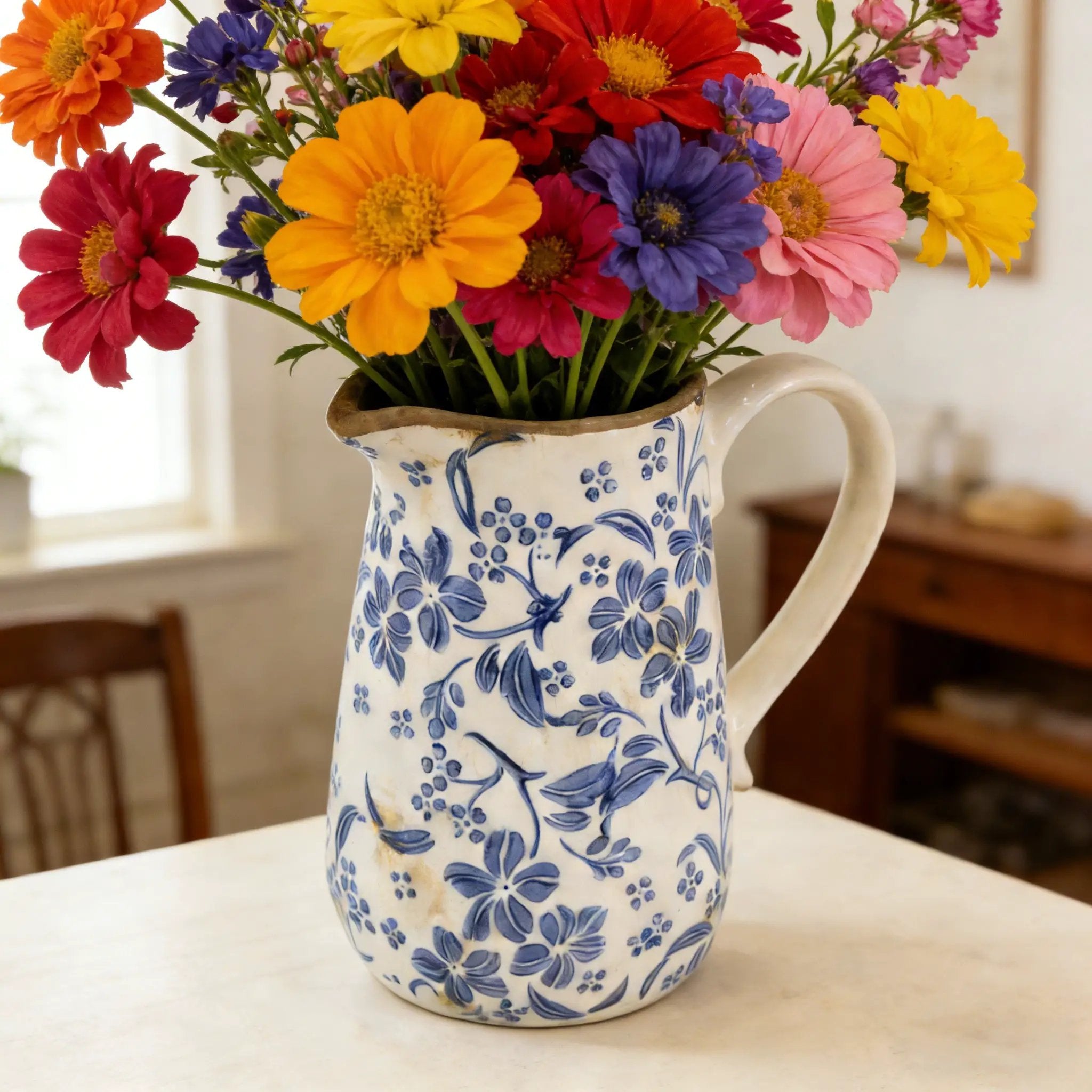Ceramic Pitcher Vase With Handle by HouseOfZazla