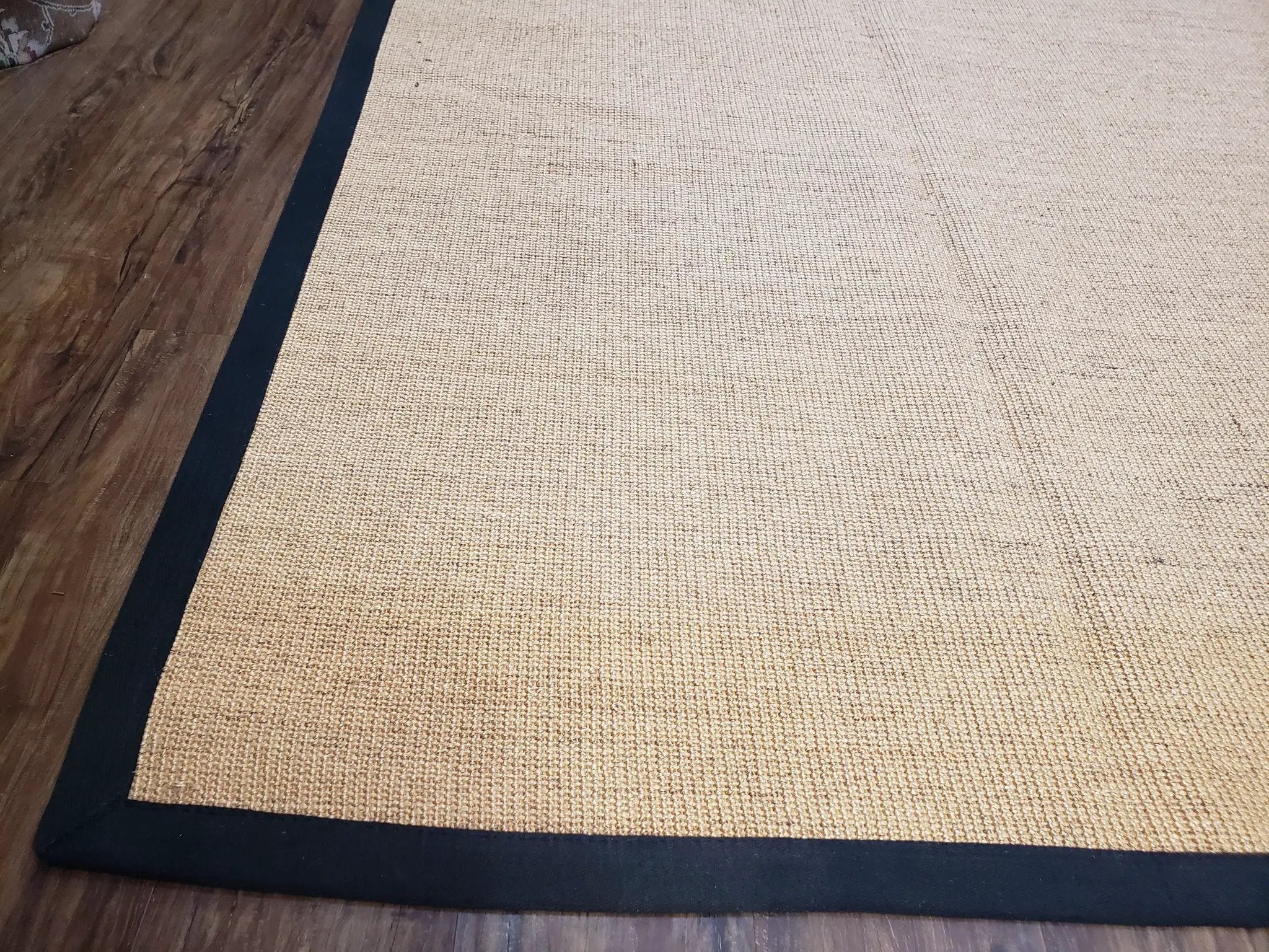Jute Rug 8x10, Natural Jute Fiber Area Rug, Natural Sisal Area Rug with Black Border, 8x10 Carpet, Solid Jute Rug 8 x 10, Farmhouse Rug by Jewel Rugs