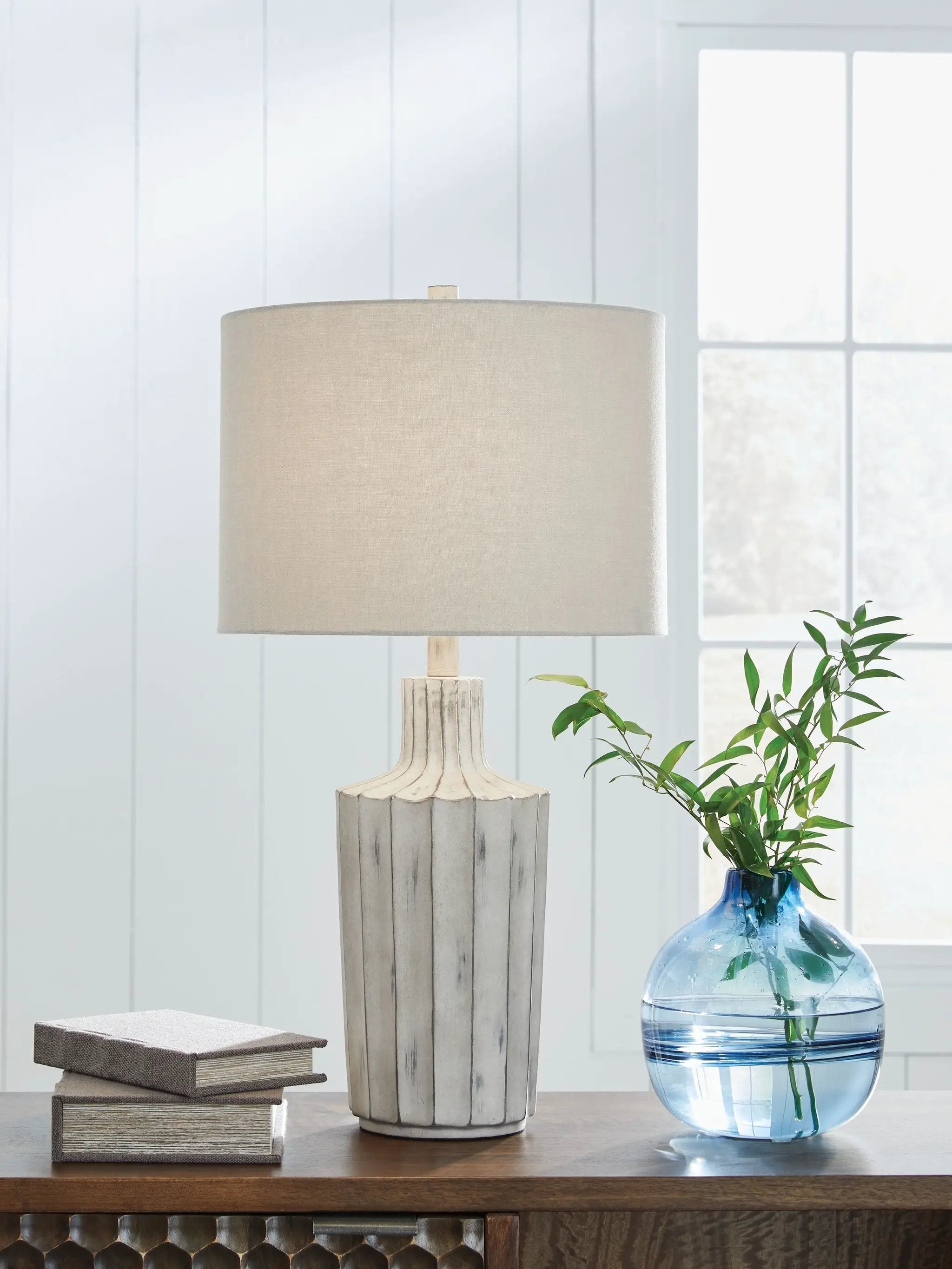 Imre - Poly Table Lamp - Distressed Brown by Unique Piece Furniture