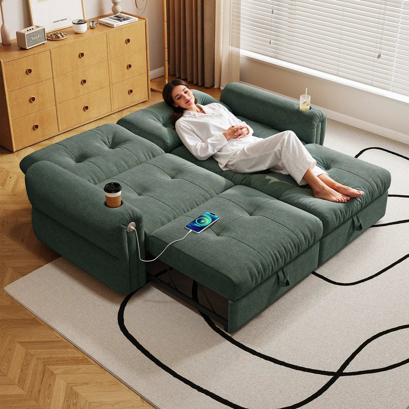 Chenille Convertible Sofa Bed by HouseOfZazla
