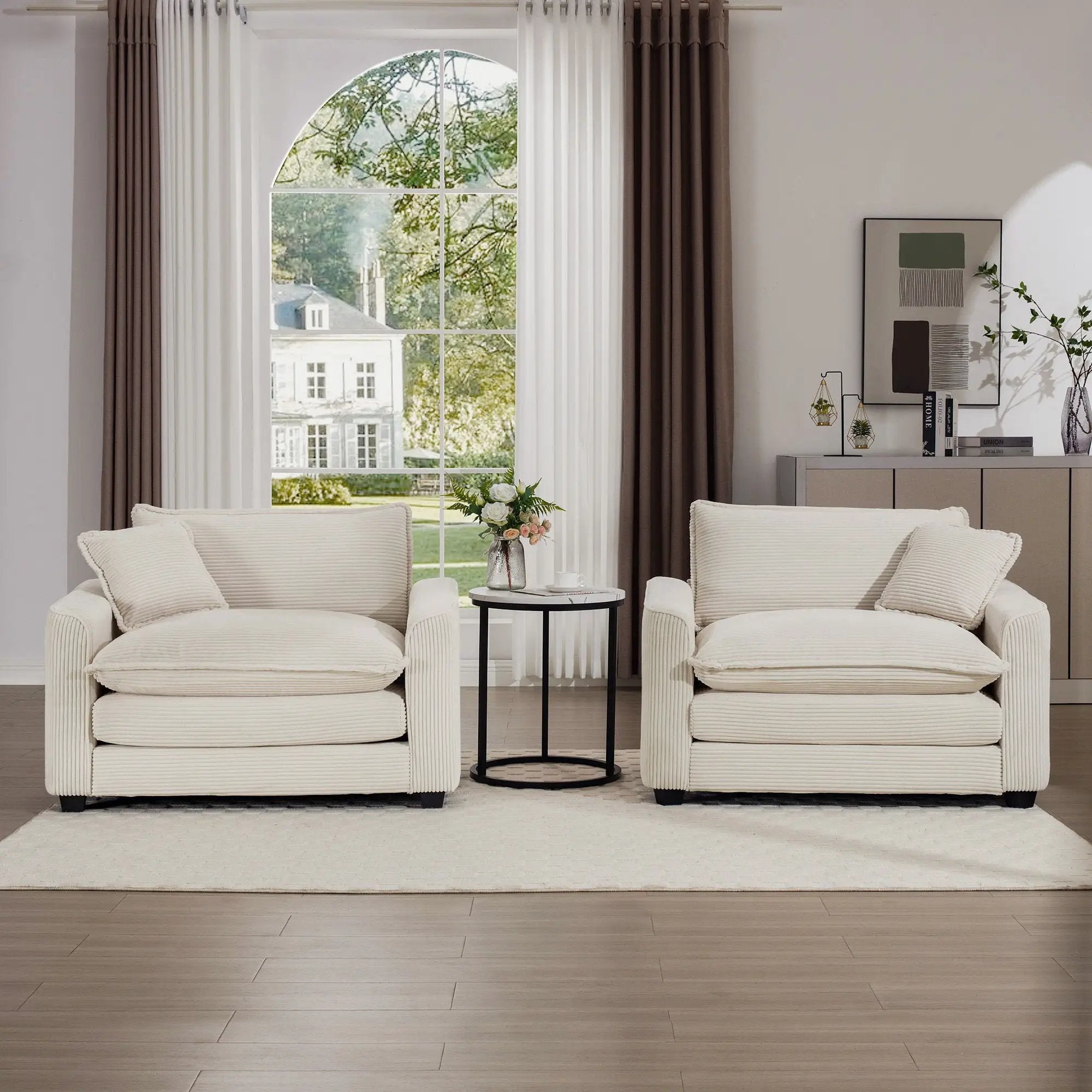 Modern Classic Fabric Single Chair Deep Seat Sofa With Pillow by HouseOfZazla