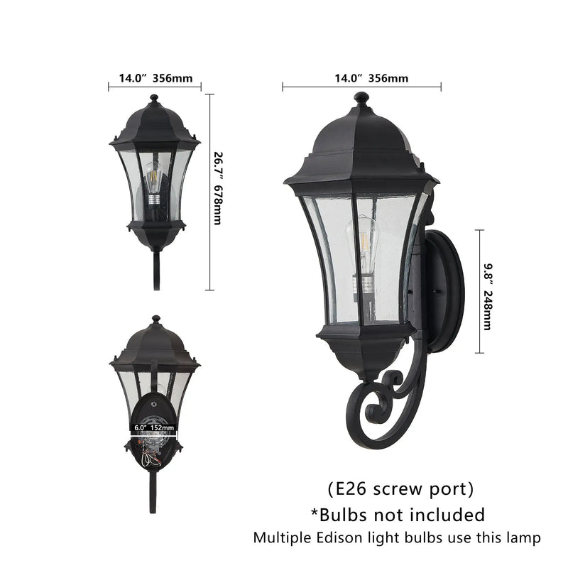 27" Outdoor Wall Lantern with Dusk to Dawn Sensor by HouseOfZazla