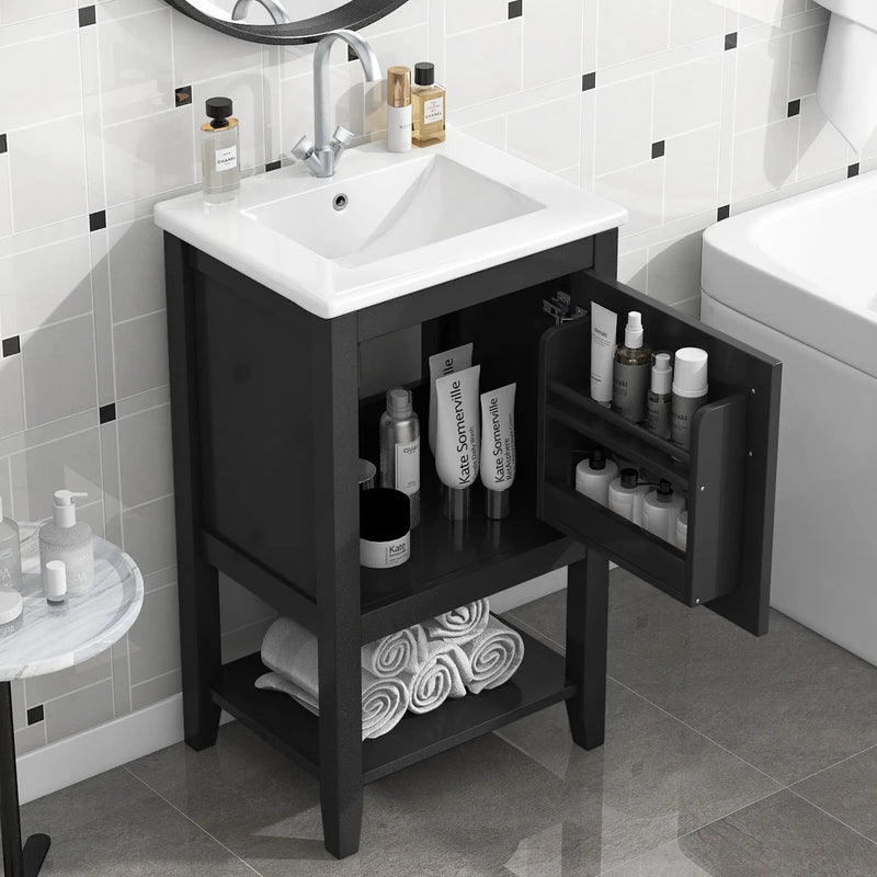 20" Bathroom Vanity with Sink and Storage Rack by HouseOfZazla