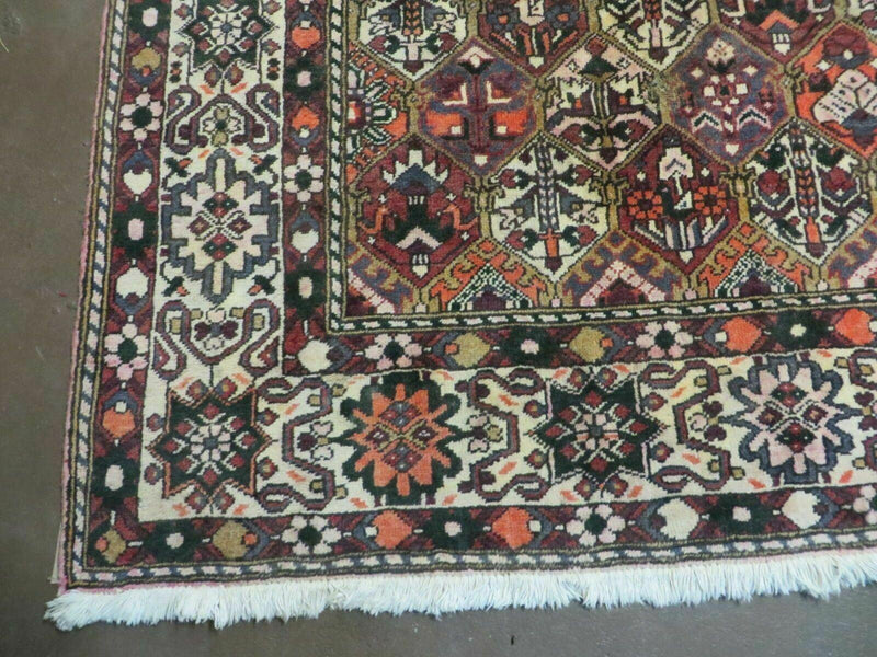 Antique Persian Bakhtiari Rug 7x10 - Multicolor Repeated Panel Design - Vegetable Dyed Rug - Hand Knotted Wool Room Sized Oriental Carpet 7 x 10 Rug by Jewel Rugs