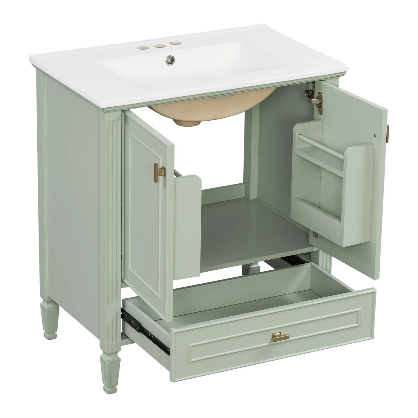 Freestanding Vanity With 1 Drawer & 2 Soft Close Doors With Door Mounted Storage by HouseOfZazla