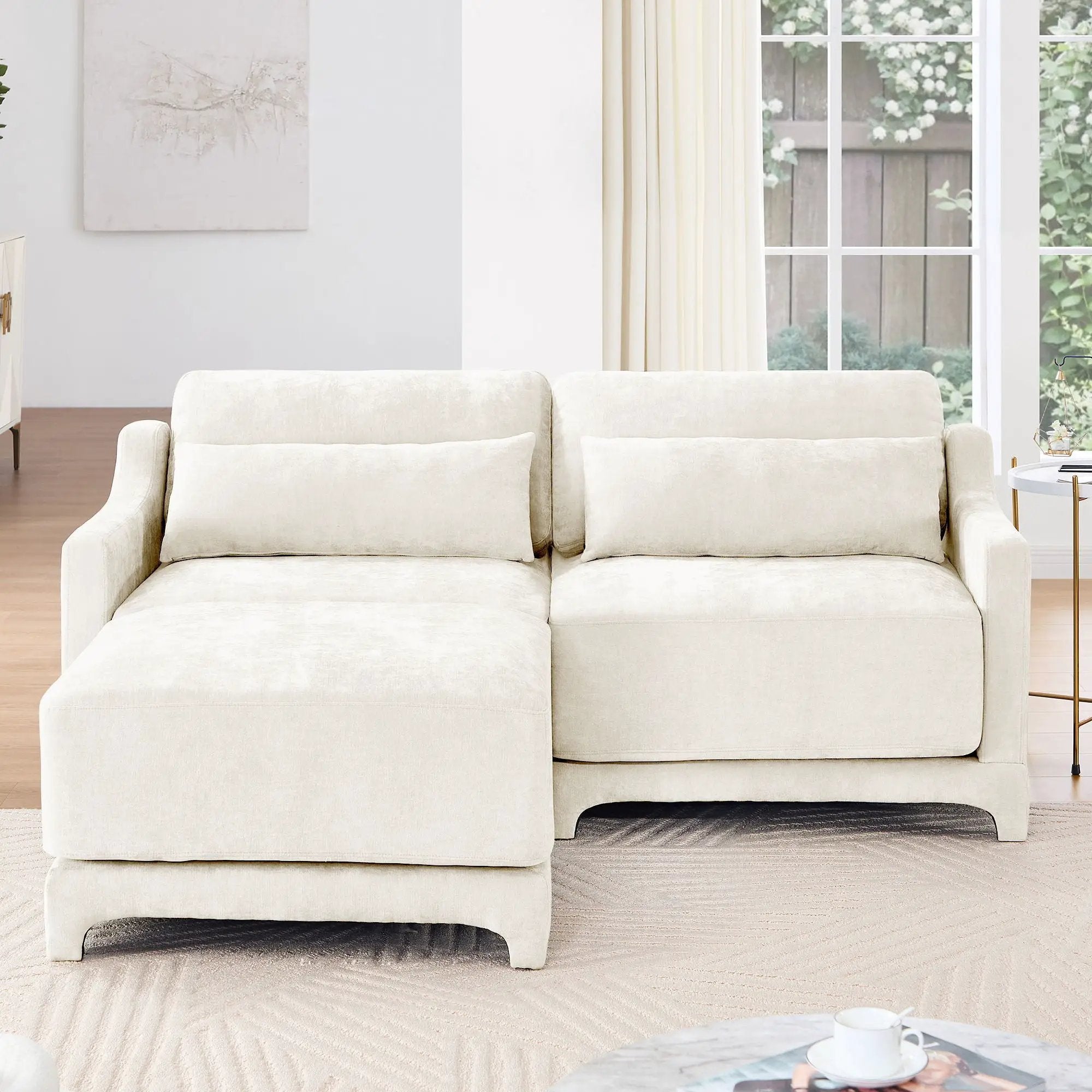 Stylish Sofa With Ottoman And Lumbar Pillows, Ergonomic Design by Unique Piece Furniture