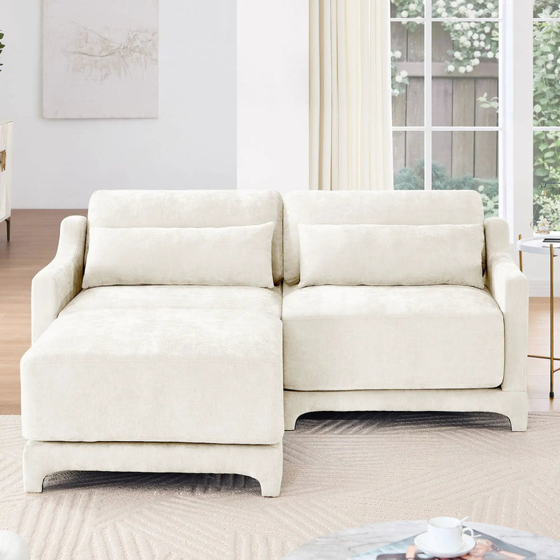 Stylish Sofa With Ottoman And Lumbar Pillows, Ergonomic Design by Unique Piece Furniture