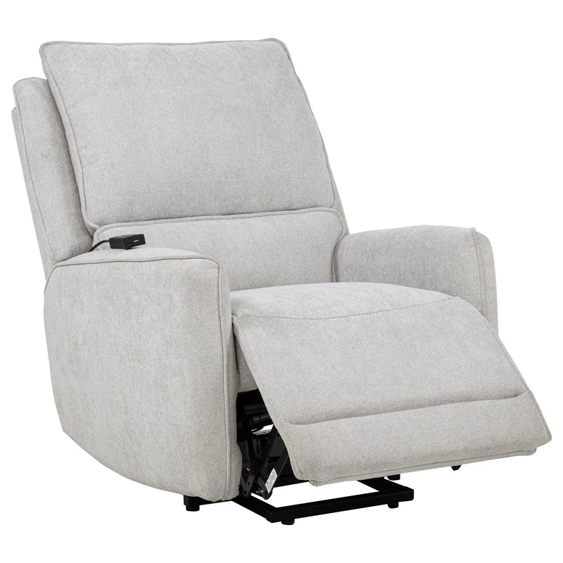 Sylmar Chenille Upholstered Dual Power Lift Recliner Dove Grey by Unique Piece Furniture