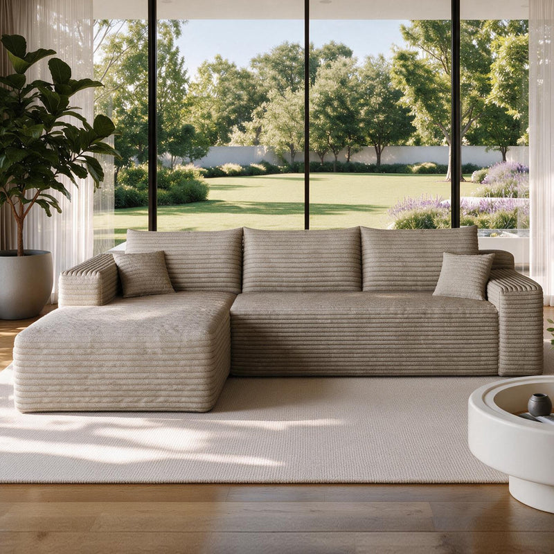 Cloud Sectional Sofa with No Assembly Required - Camel Plush Corduroy, 96", photo 3 of 9