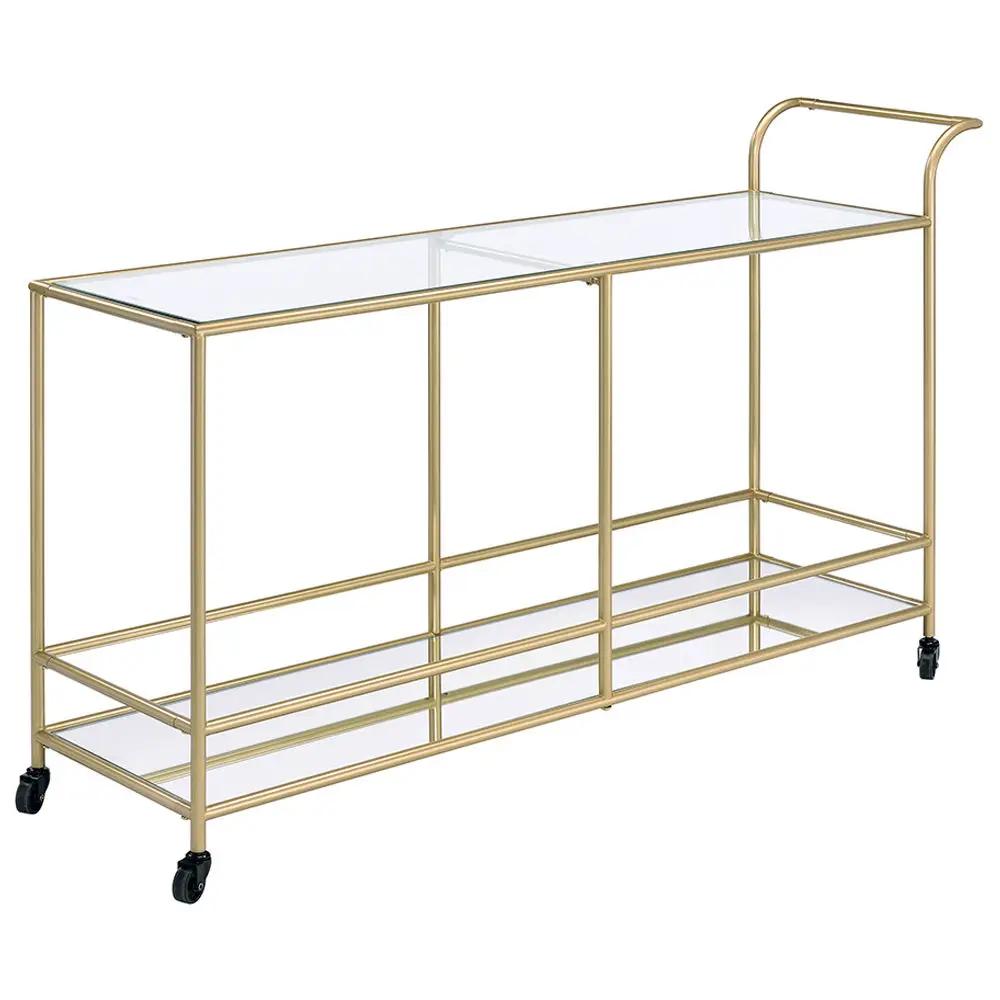 Kenda - Serving Cart - Clear Glass, Mirrored & Gold by Unique Piece Furniture