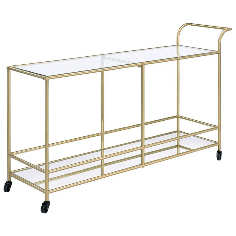 Kenda - Serving Cart - Clear Glass, Mirrored & Gold by Unique Piece Furniture