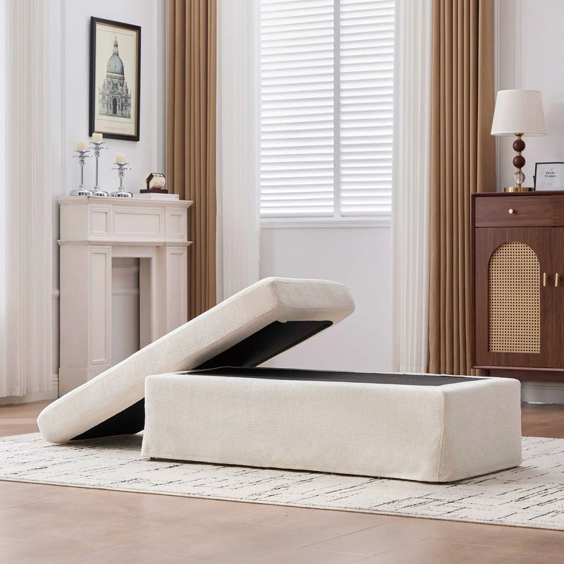 Wide Modern Upholstered Ottoman Foot Stool by Unique Piece Furniture