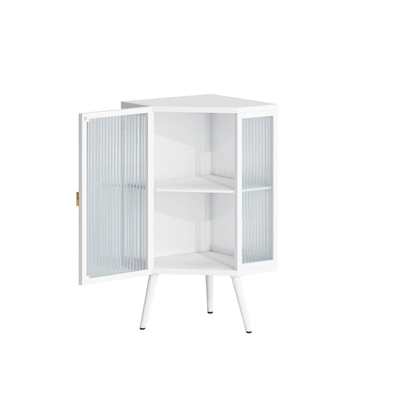 Corner Cabinet With Door And Shelves For Bathroom - White by HouseOfZazla