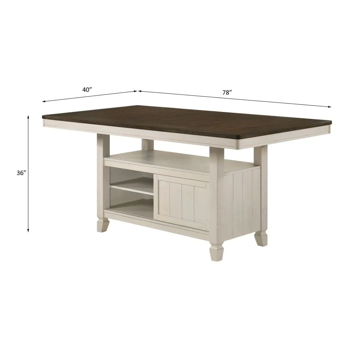 Tasnim - Counter Dining Table - Oak & Antique White by Unique Piece Furniture