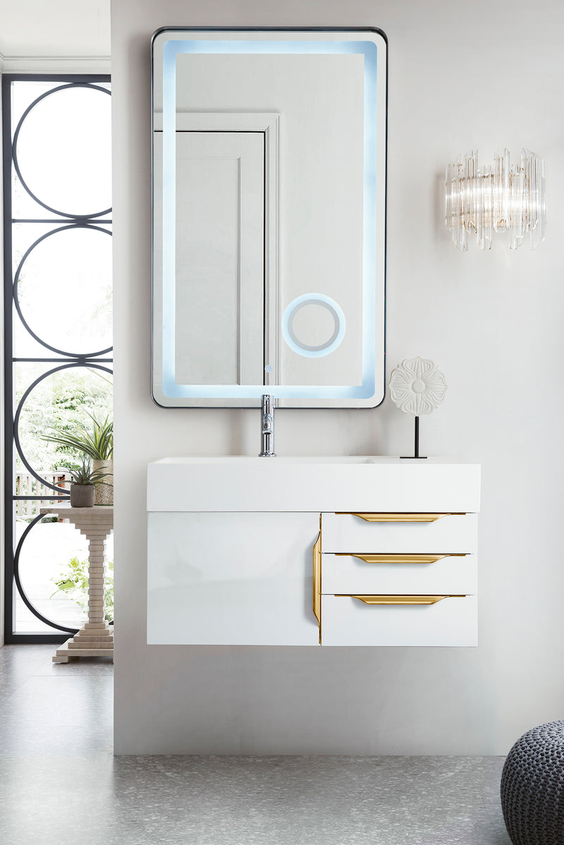 James Martin Columbia 36" Floating Single Bathroom Vanity, Glossy White, view 9