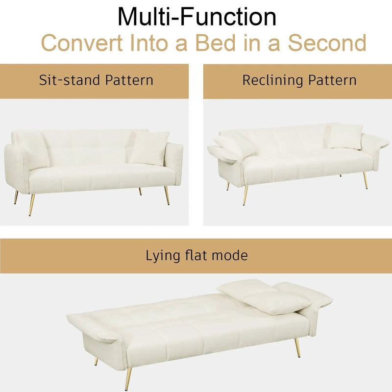 Convertible Double Futon Sofa Bed With Folding Armrests For Living Rooms by Unique Piece Furniture