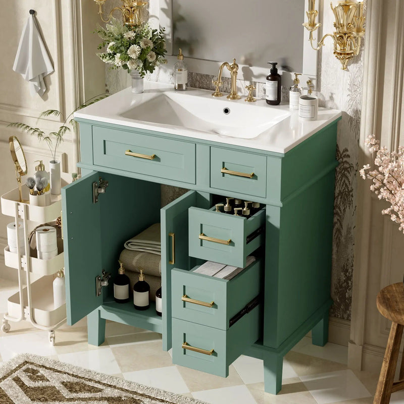 Modern Bathroom Vanity With Sink, Storage Cabinet, Soft Close Doors, Deep & Standard Drawers by Unique Piece Furniture