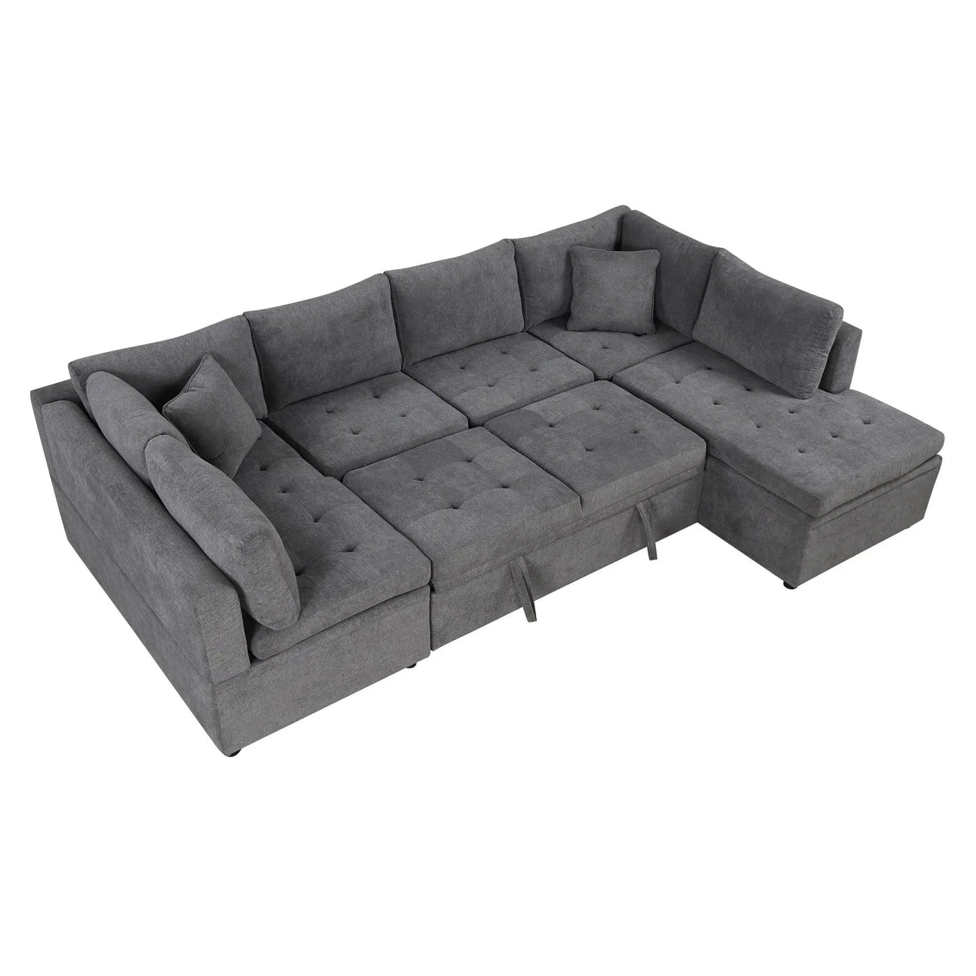 Oversized Sectional Sofa U-Shaped Sofa Couch Pull-Out Sofa Bed With Two Throw Pillows For Living Room by HouseOfZazla