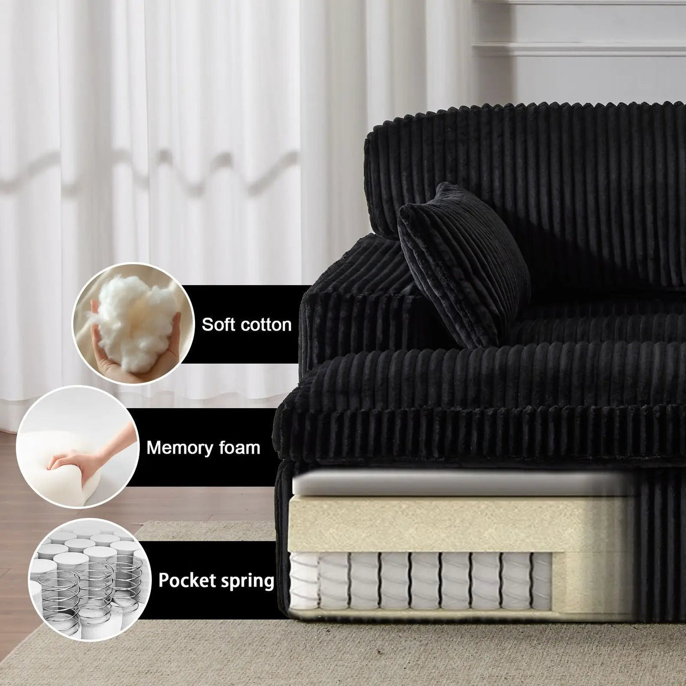 Double Chaise Lounge Chair, Oversized Upholstered Sleeper Cloud Couch by Unique Piece Furniture