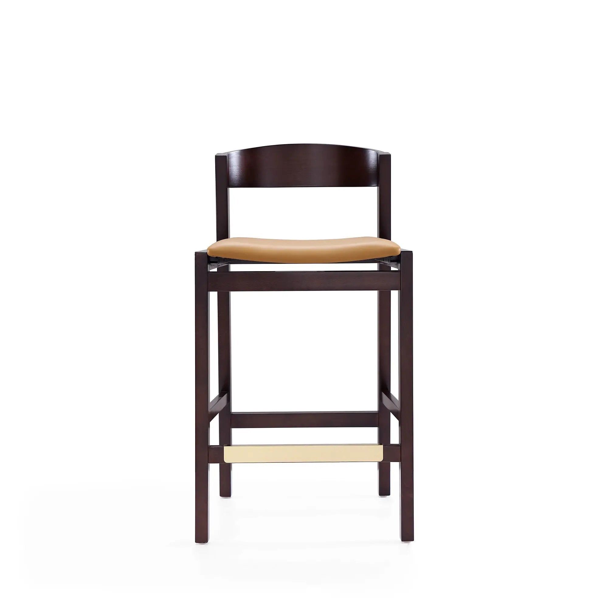 Klismos Wood Upholstered Counter Stool in Camel by HouseOfZazla