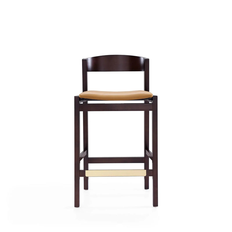 Klismos Wood Upholstered Counter Stool in Camel by HouseOfZazla