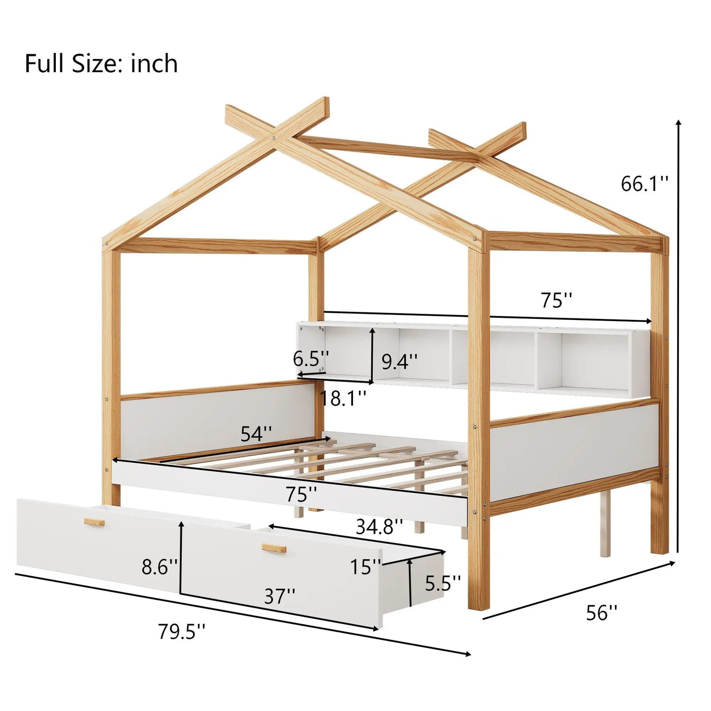House Bed With Bookshelf Storage by HouseOfZazla