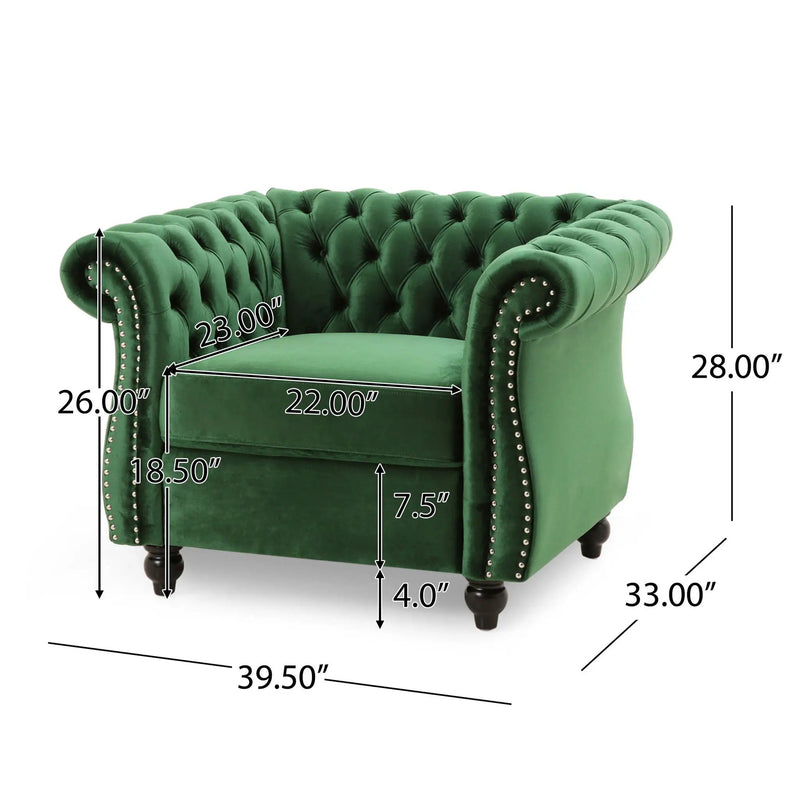 Nexuson Upholstered Chesterfield Chair With Deep Tufted And Nailhead Trim by HouseOfZazla