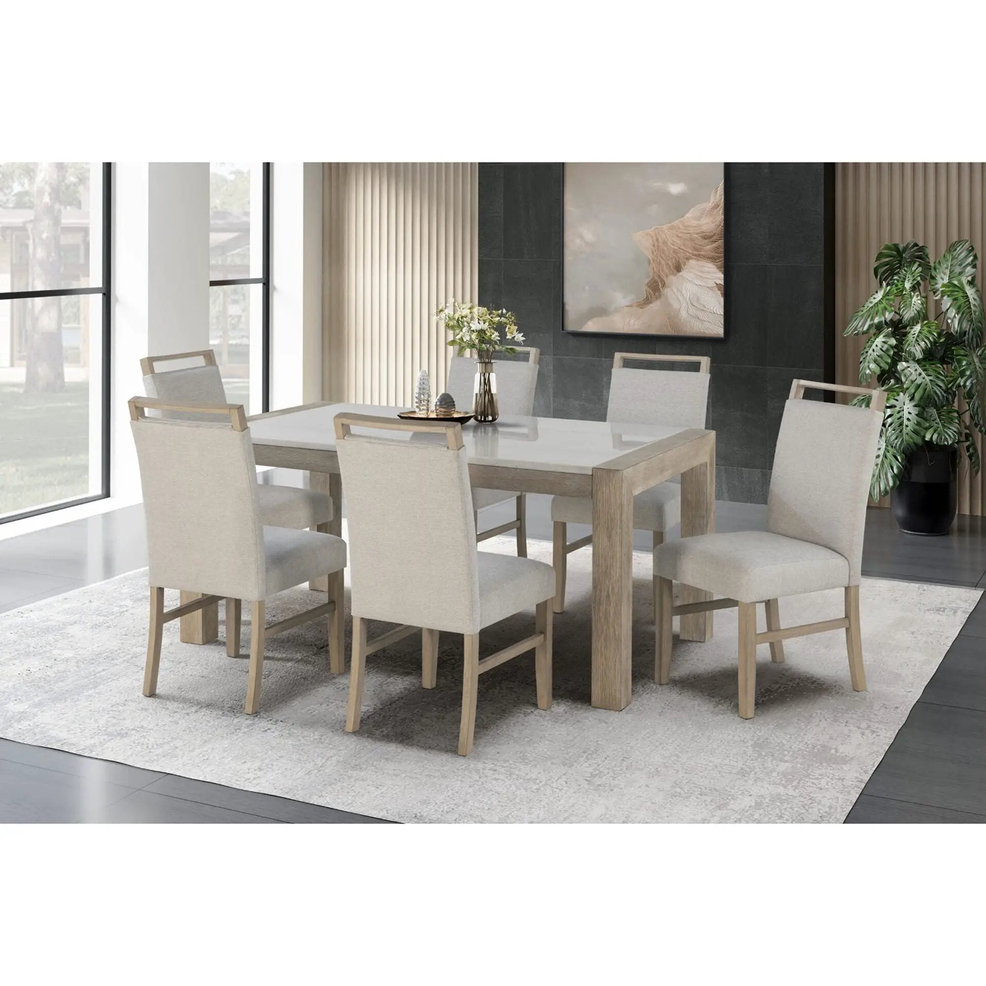Vanilla - Real Marble Dining Table - Beige / Light Natural by Unique Piece Furniture