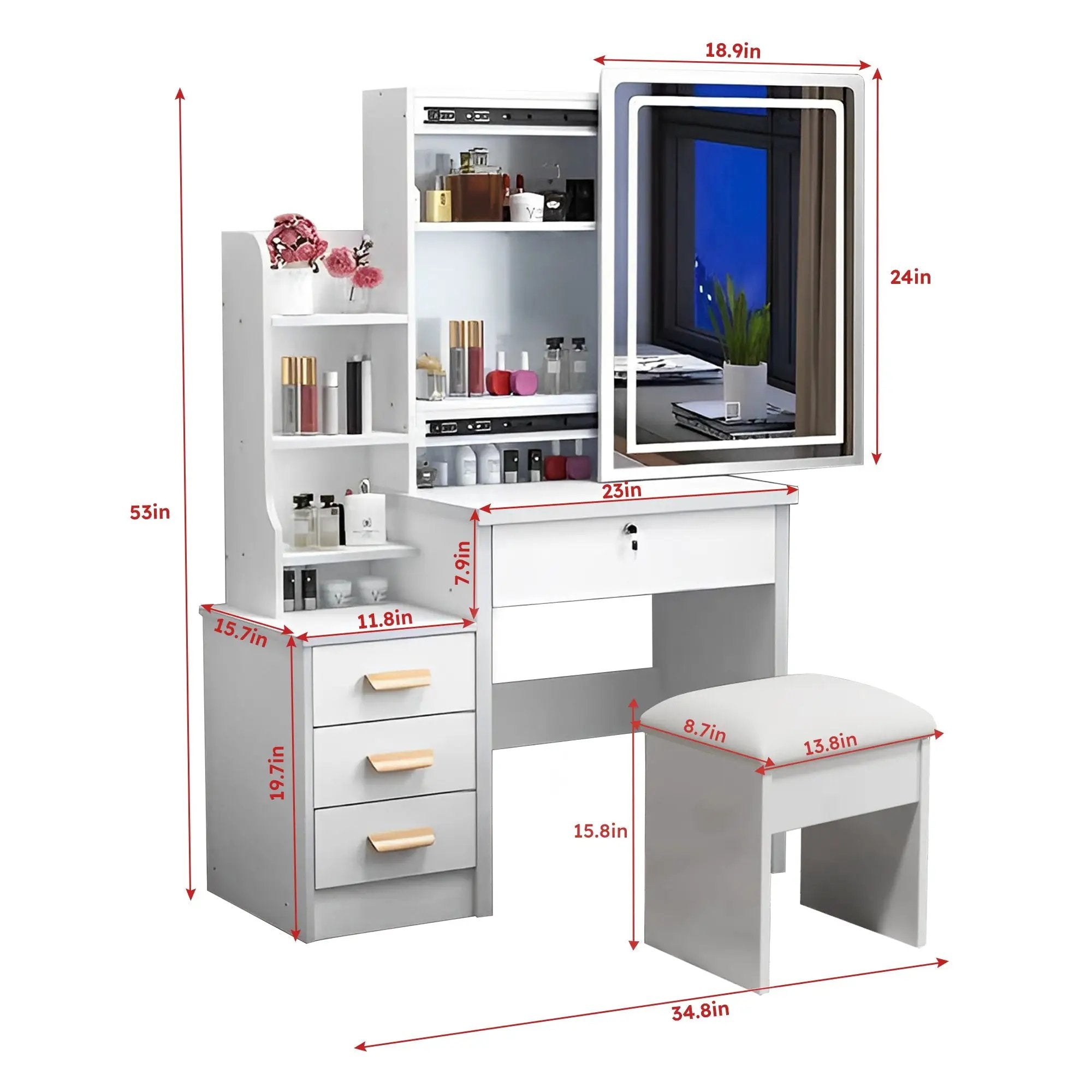 Fashion Vanity Desk with Mirror and Lights by HouseOfZazla