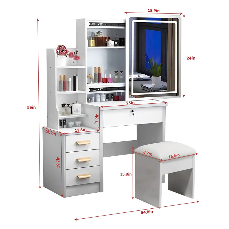 Fashion Vanity Desk with Mirror and Lights by HouseOfZazla