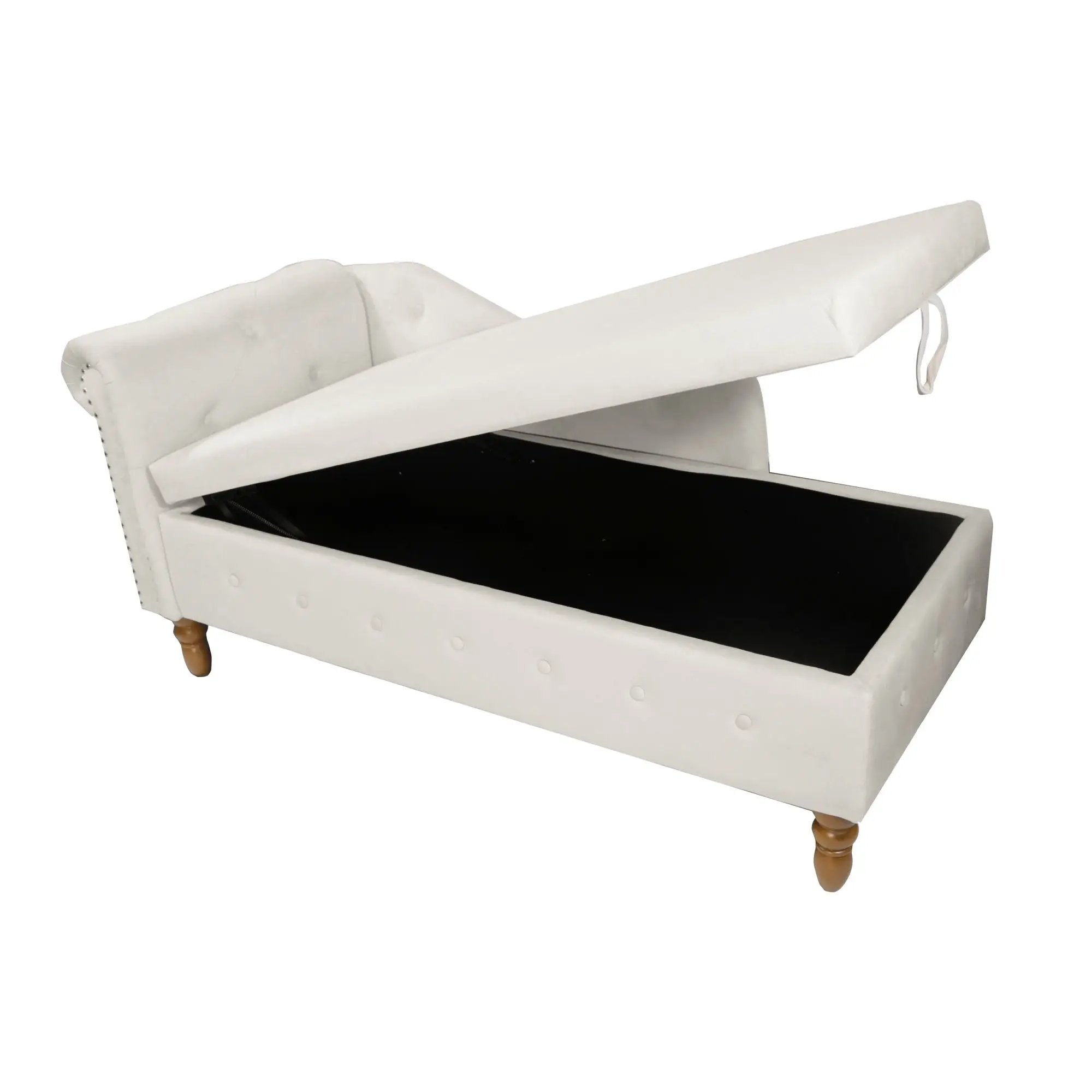 Chaise Lounge Indoor, Lounge Chair For Bedroom With Storage & Pillow, Modern Upholstered Rolled Arm Chase Lounge For Sleeping With Nailhead Trim For Living Room Bedroom Office by HouseOfZazla