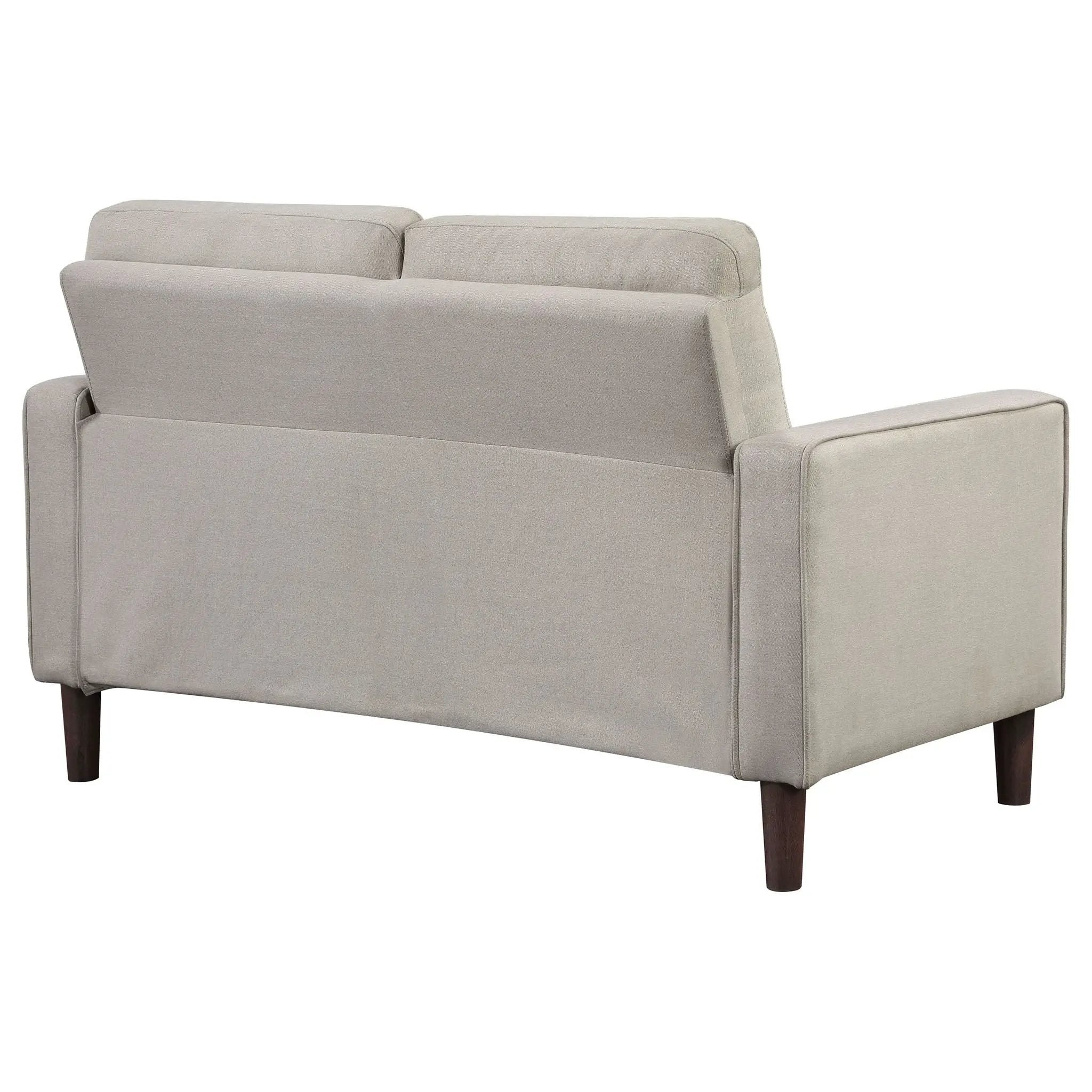 Bowen Upholstered Track Arm Tufted Loveseat Beige by Unique Piece Furniture