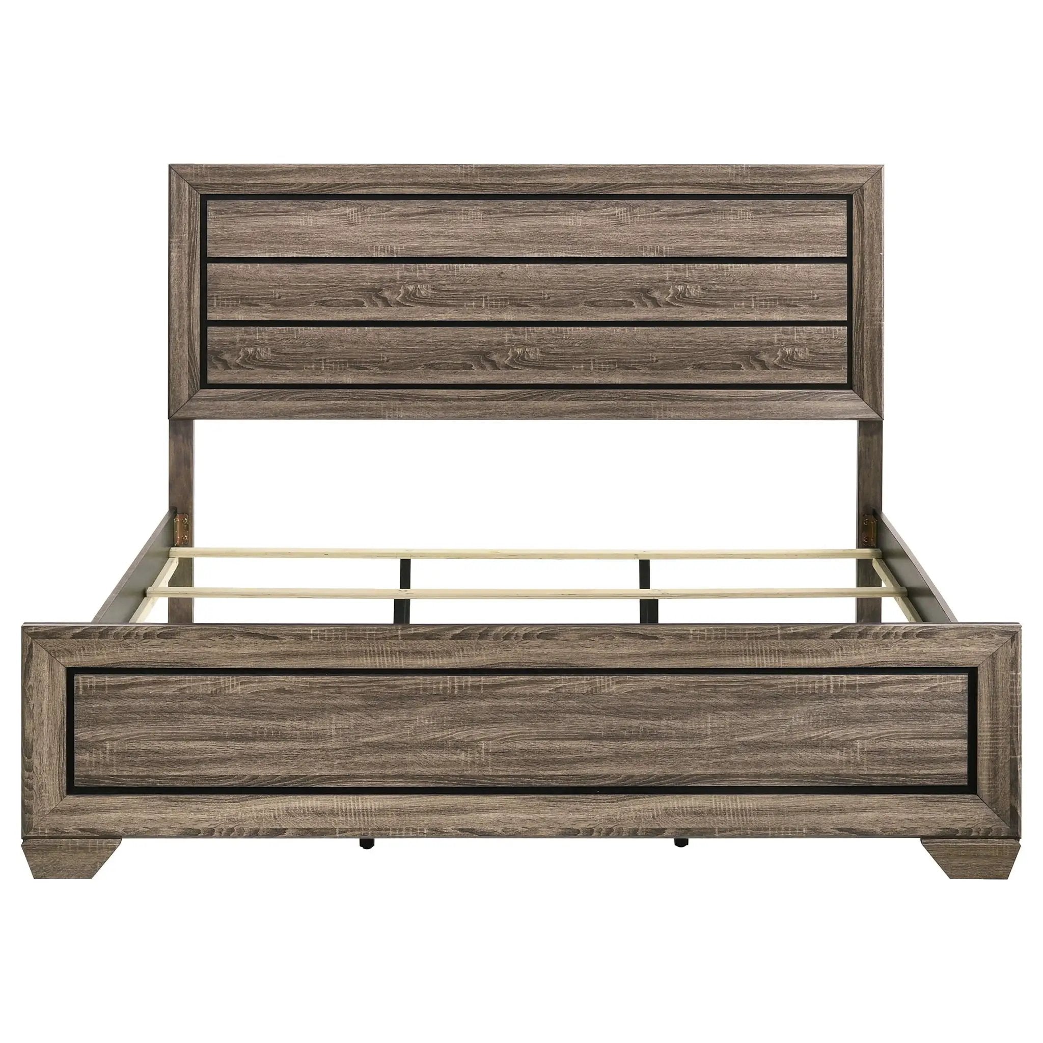 Kauffman Wood Eastern King Panel Bed Washed Taupe by Unique Piece Furniture