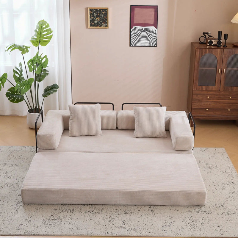 Floor Couch, Convertible Floor Sofa Bed With Pillow Back Support Armrest by HouseOfZazla