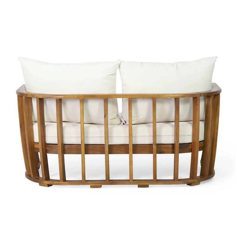 Outdoor Acacia Wood Loveseat and Coffee Table Set with Cushions by HouseOfZazla