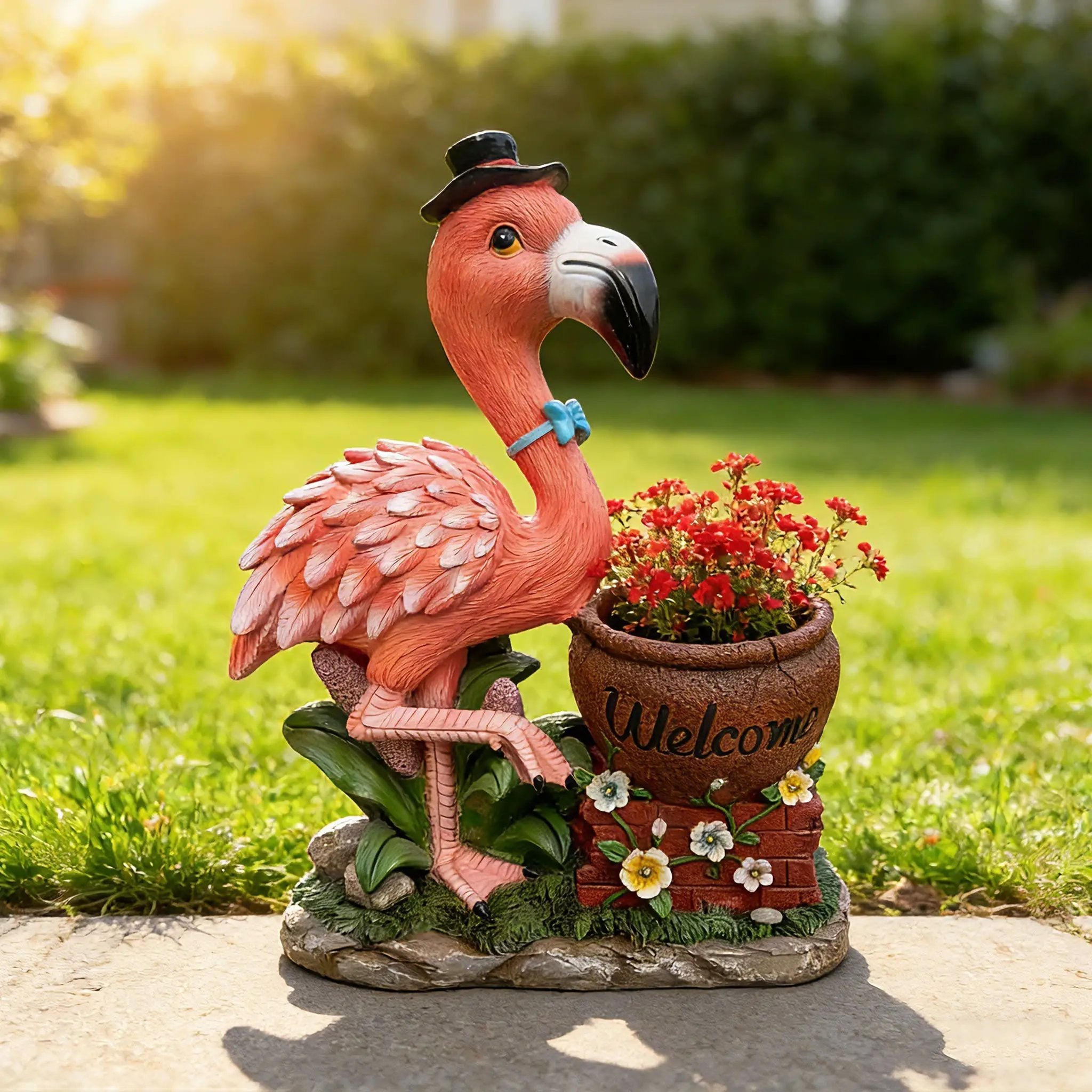 Outdoor Garden Sculpture Flamingo Flower Pot Planter by HouseOfZazla