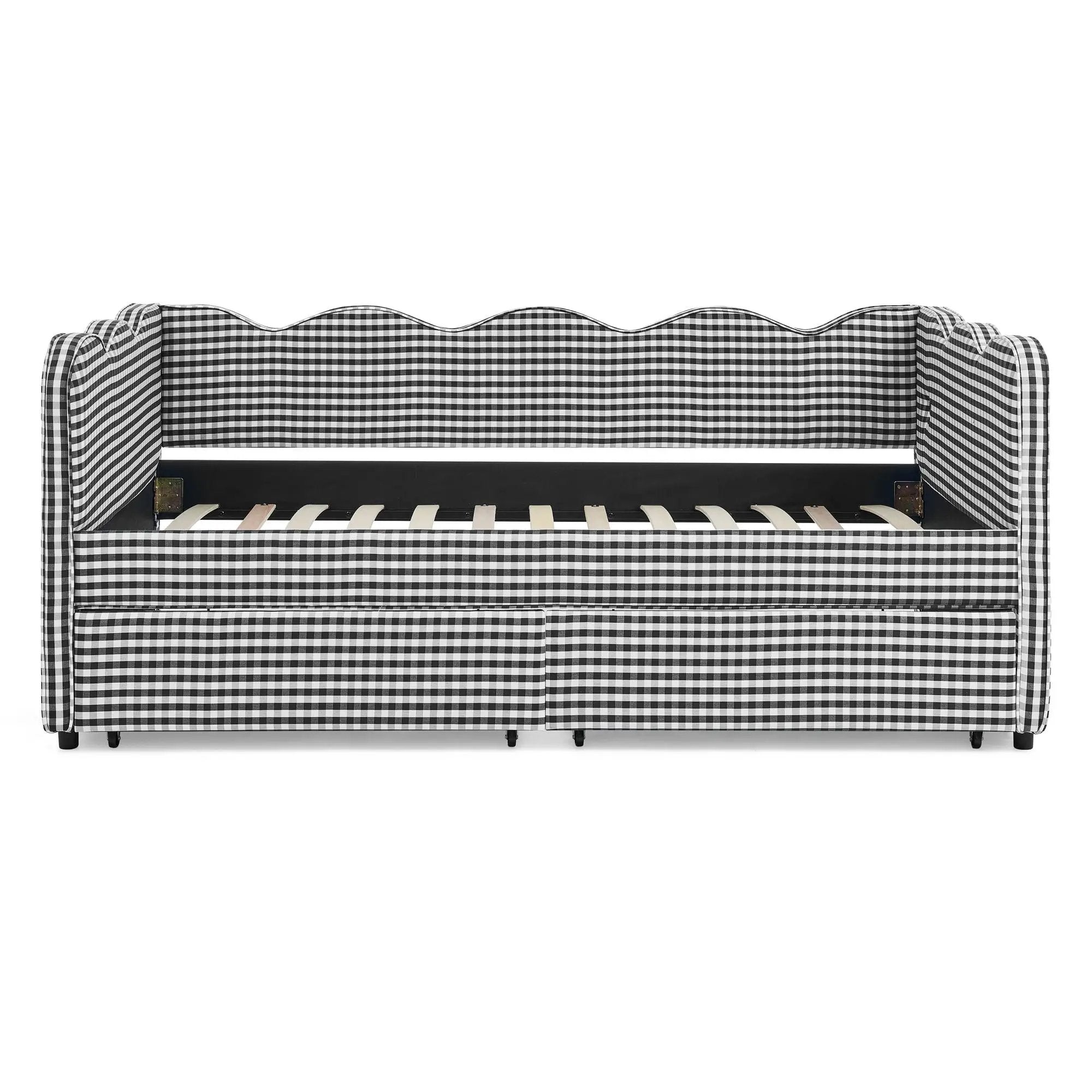 Gingham Daybed With USB Charging Port, Wave-Shaped Design by Unique Piece Furniture