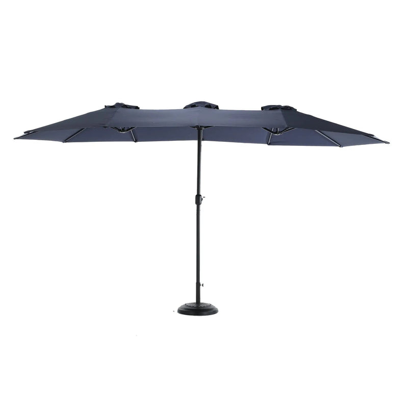 14.8 Ft Double Sided Outdoor Umbrella Rectangular Large with Crank (Navy Blue) (No Base) by HouseOfZazla