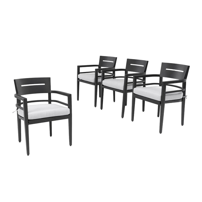 Outdoor Patio Dining Chairs With Outdoor Grade Sunbrella Fabric Cushions, Tapered Feet (Set of 4) - Ember Black by Unique Piece Furniture