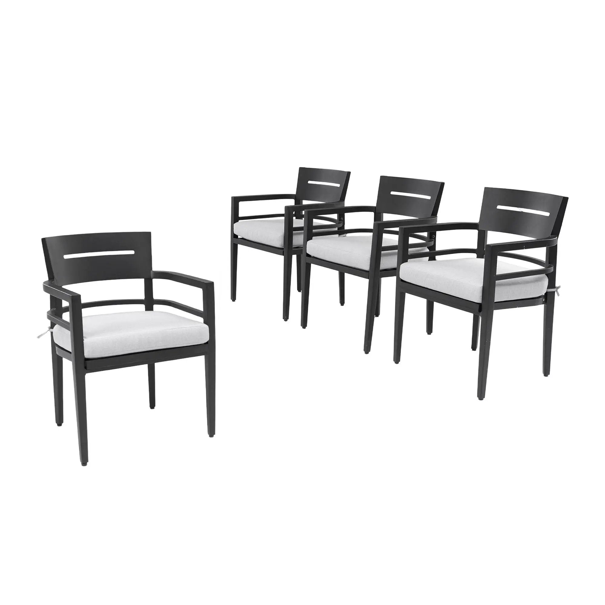 Outdoor Patio Dining Chairs With Outdoor Grade Sunbrella Fabric Cushions, Tapered Feet (Set of 4) - Ember Black by HouseOfZazla