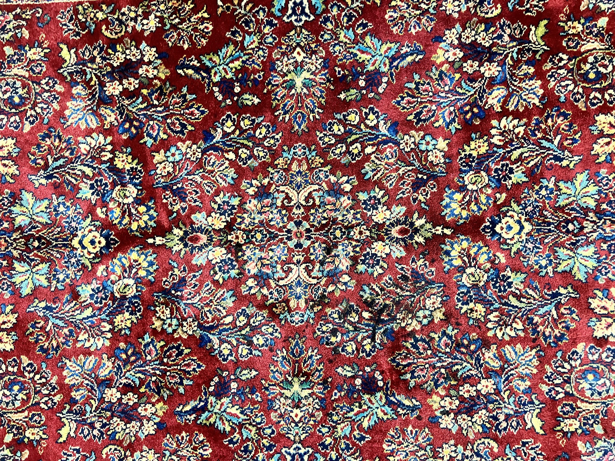 Karastan Rug 5.9 x 9 Red Sarouk #785, Wool Original 700 Series, Vintage by Jewel Rugs